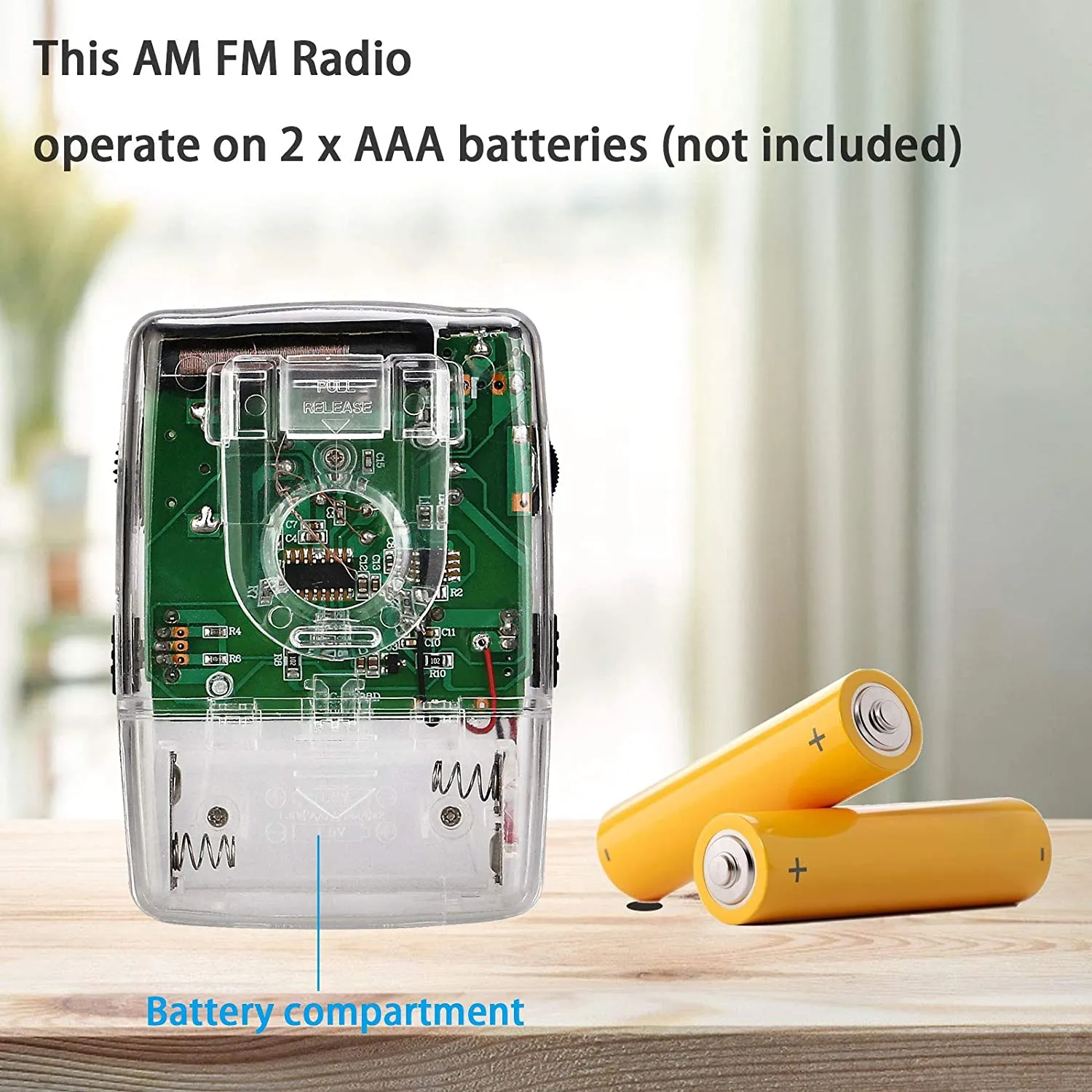 Retekess TR624 AM/FM Radio de Poche Radio Transparente Version Claire avec 3.5mm Casque, Clip de Ceinture pour Collectionneurs et Amateurs de Radio 