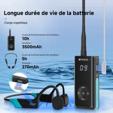 Retekess TT120 Système de Communication pour l'Entraînement à la Natation, Étanche IP68, Système Indispensable pour l'Entraînement à la Natation et les Sports Nautiques