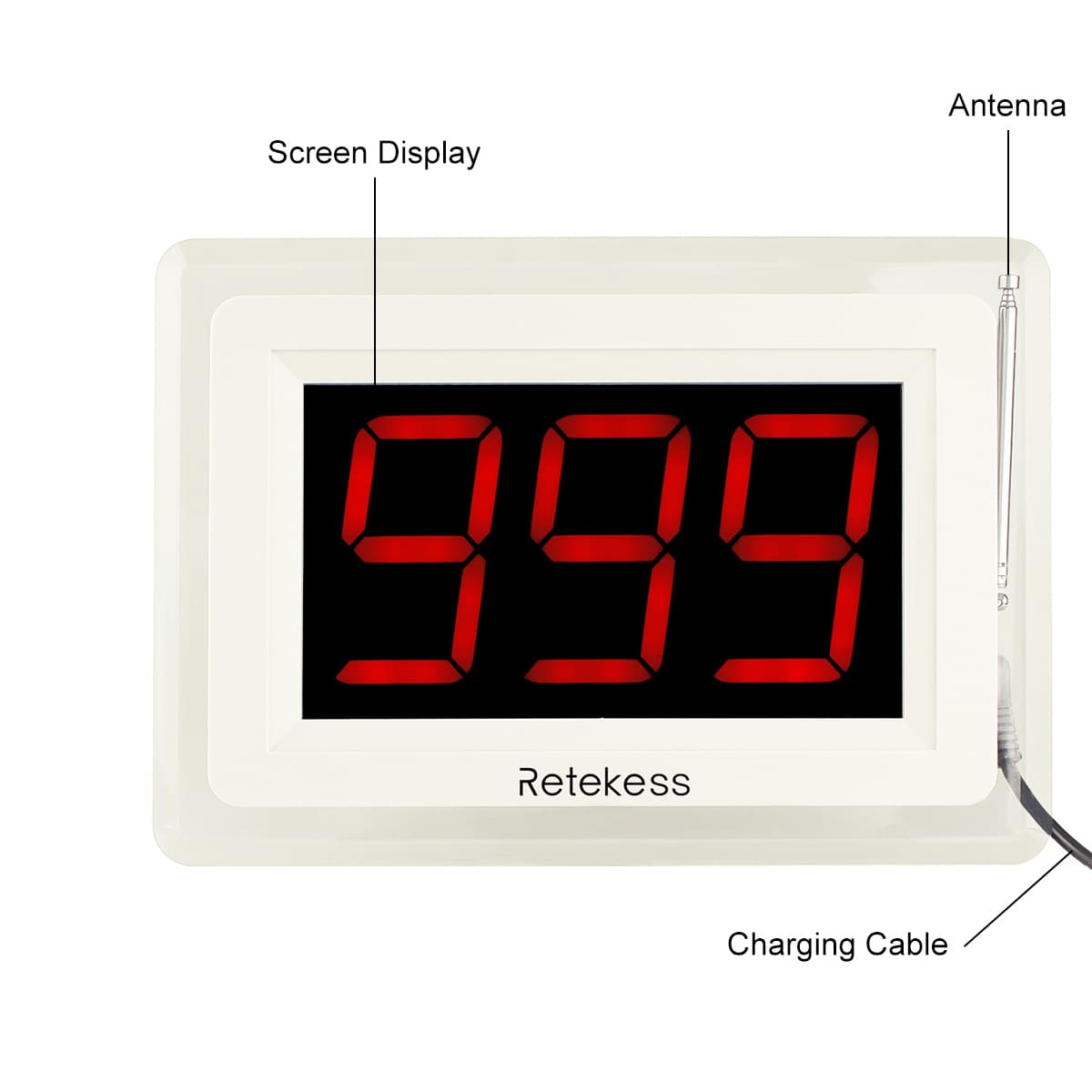 Retekess Bouton d’appel sans fil Système de Pager d'hôpital TD009 et Récepteur d'affichage t114 pour hôpital et maison de soins infirmiers 