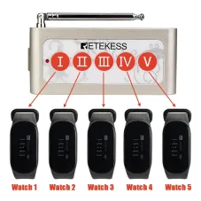Retekess TD005 Bouton d'appel sans fil avec récepteur de montre TD112, Bipeur Staff pour la Cuisine