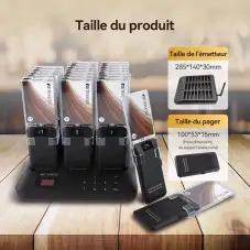 Retekess TD157A Système de Pager pour Restaurant avec 24 Supports D'autocollants Publicitaires Remplaçables