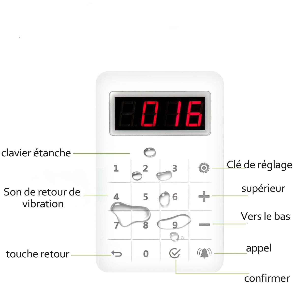 Retekess TD158 Restaurant Bipeur Mini Système d’Appel sans Fil Nixie Tube Écran Tactile Charge Lumineux 10 Pagers Amélioré