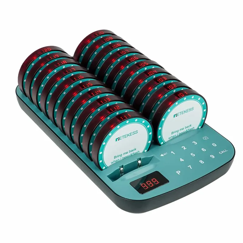Retekess TD167F Système de Paging 800m Longue Distance Beeper Pour les Restaurants, Food Truck, Café