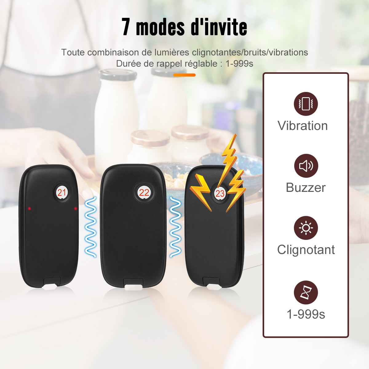 Retekess TD175P Grande Capacité Bipeur Restaurant avec 30 Pagers