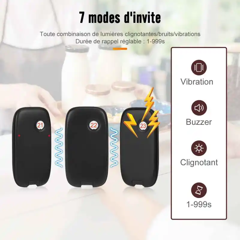 Retekess TD175P Grande Capacité Bipeur Restaurant avec 30 Pagers