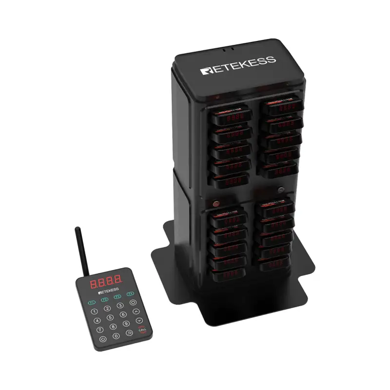 Retekess TD177 Matrice Système de Bipeur Modèle Mural Indépendant Amélioré Programmation en un Clic Bipper Restaurant pour, Hôtel, Campings, Bar