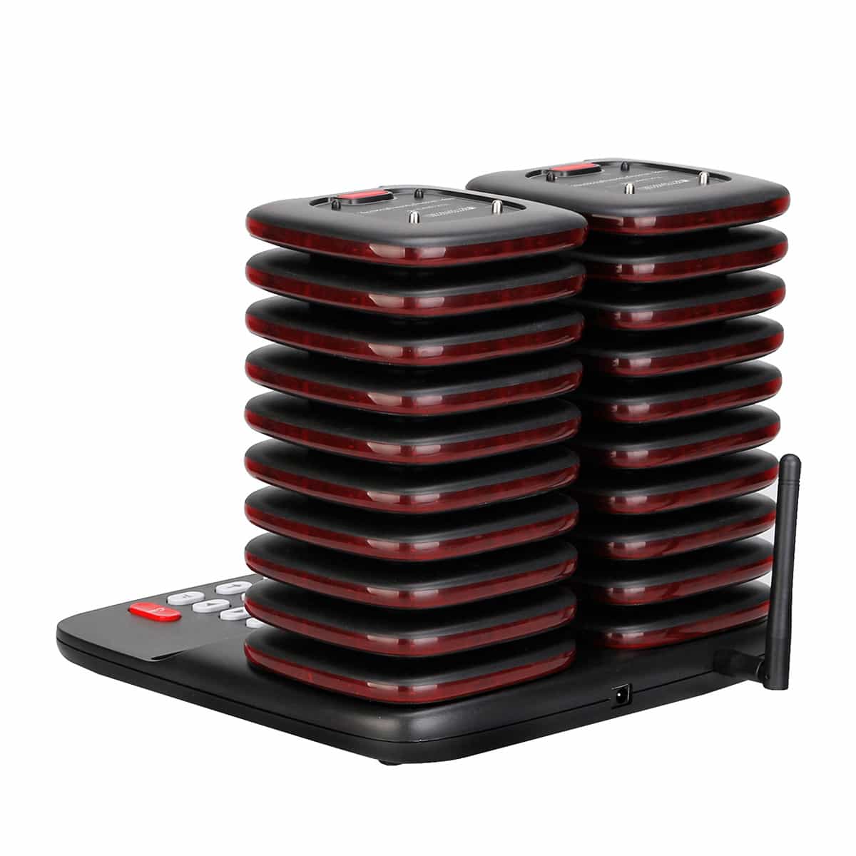 Retekess TD183 Bipeur Client Restaurant, FSK Longue Portée 800M, Double Charge Système d’Appel sans Fil 20 Bipeurs Stable, 30H 300mAh, Rappel de Charge, Demande d'Historique des Appels, Hôpital, Logistique