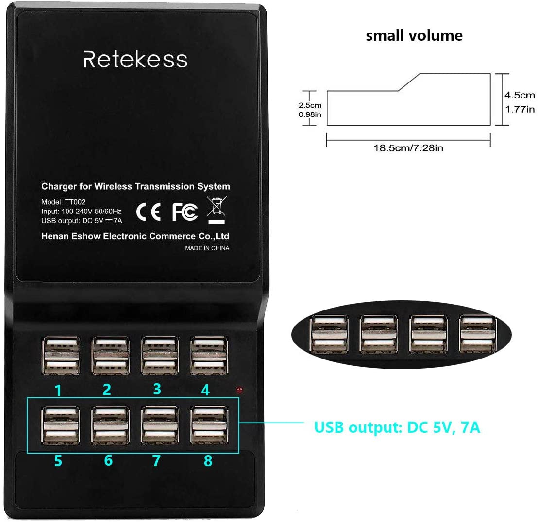 Retekess TT002 16 Ports USB Base de Chargeur pour Système de Guide Touristique