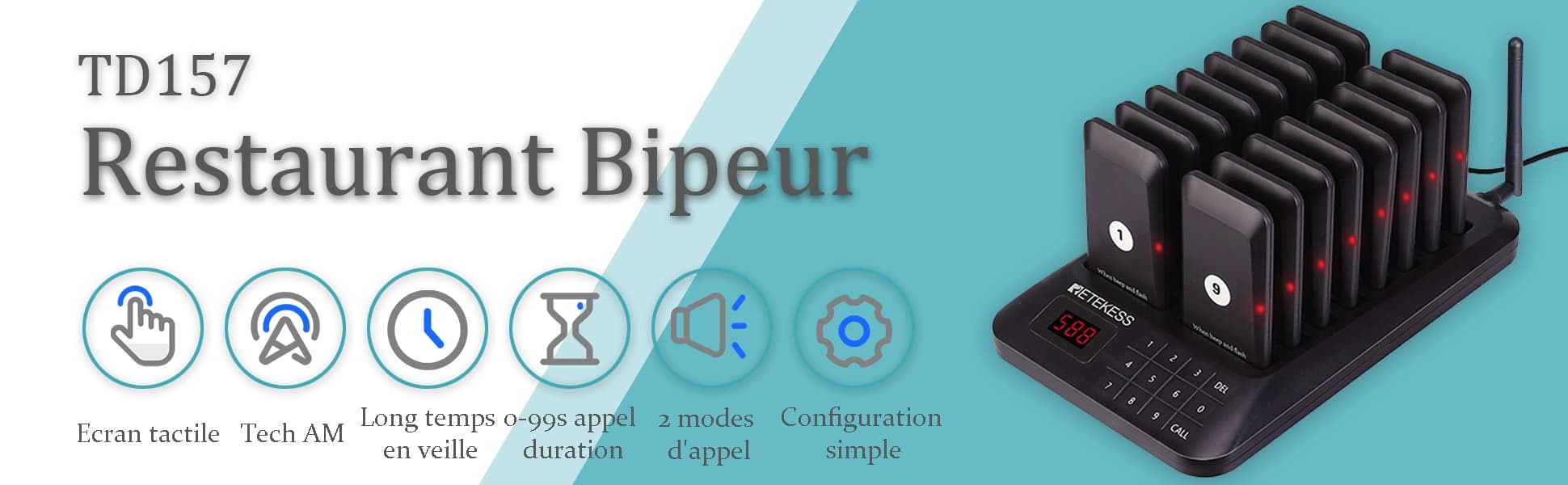 Dernières nouveautés-TD157 restaurant bipeur noir