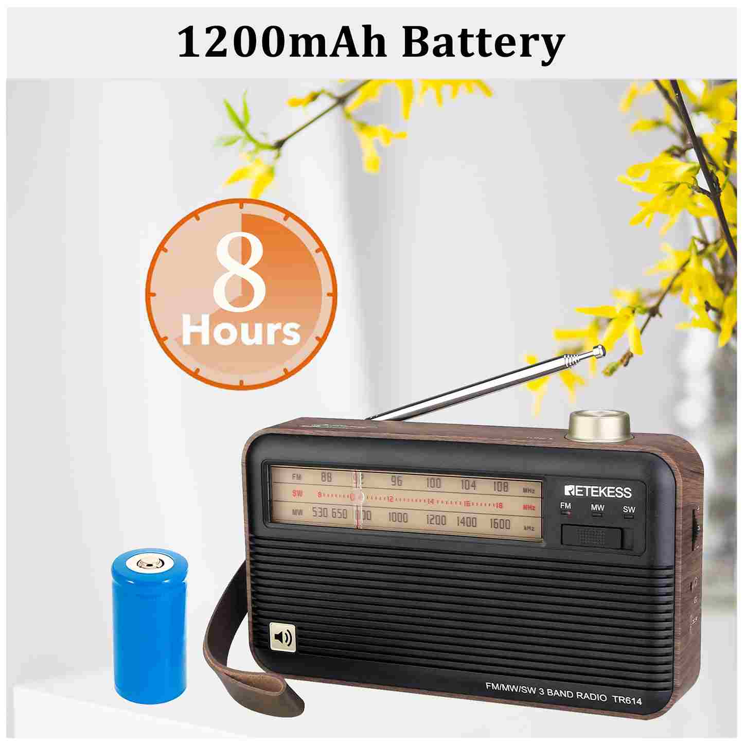 Retekess TR614 Radio à Ondes Courtes, Portable Radio, FM AM SW Radio Rétro, Grand Son, Excellente Réception, avec Prise Casque, Radio Analogique pour Les Personnes Âgées