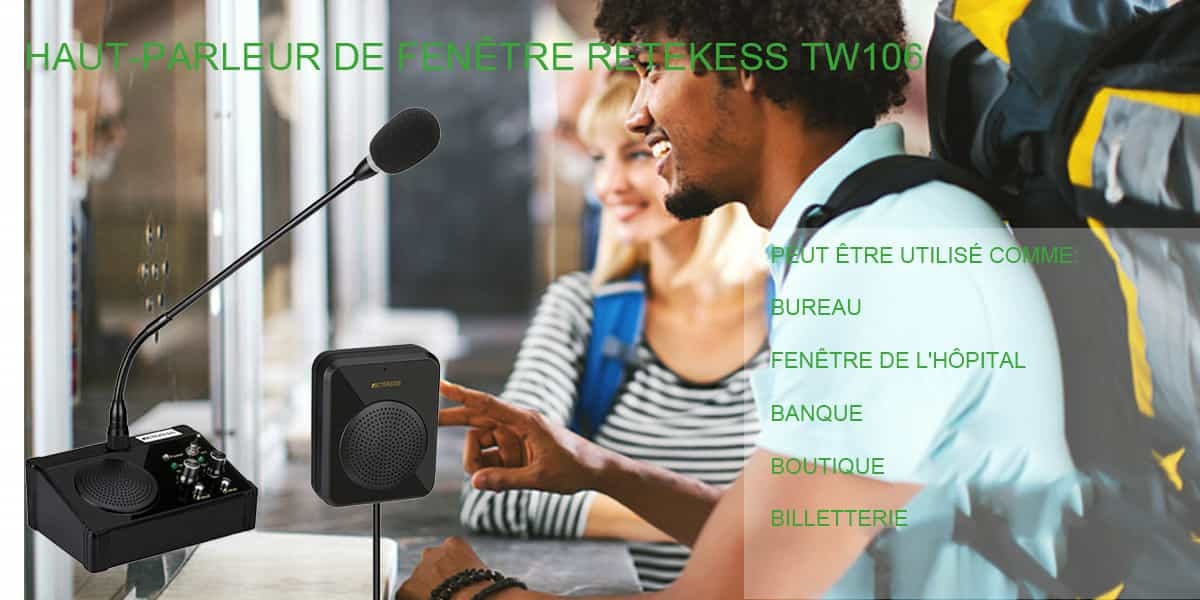 Haut-parleur de fenêtre Retekess TW106, système d'interphone de comptoir