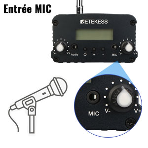 Retekess TR509 Émetteur Portable, sans Fil FM Stéréo Diffusion Système, Support AUX/MIC Input, avec LCD Affichage, Stable Transmission, pour Église, Théâtre de Voiture, Station de Radio du Campus