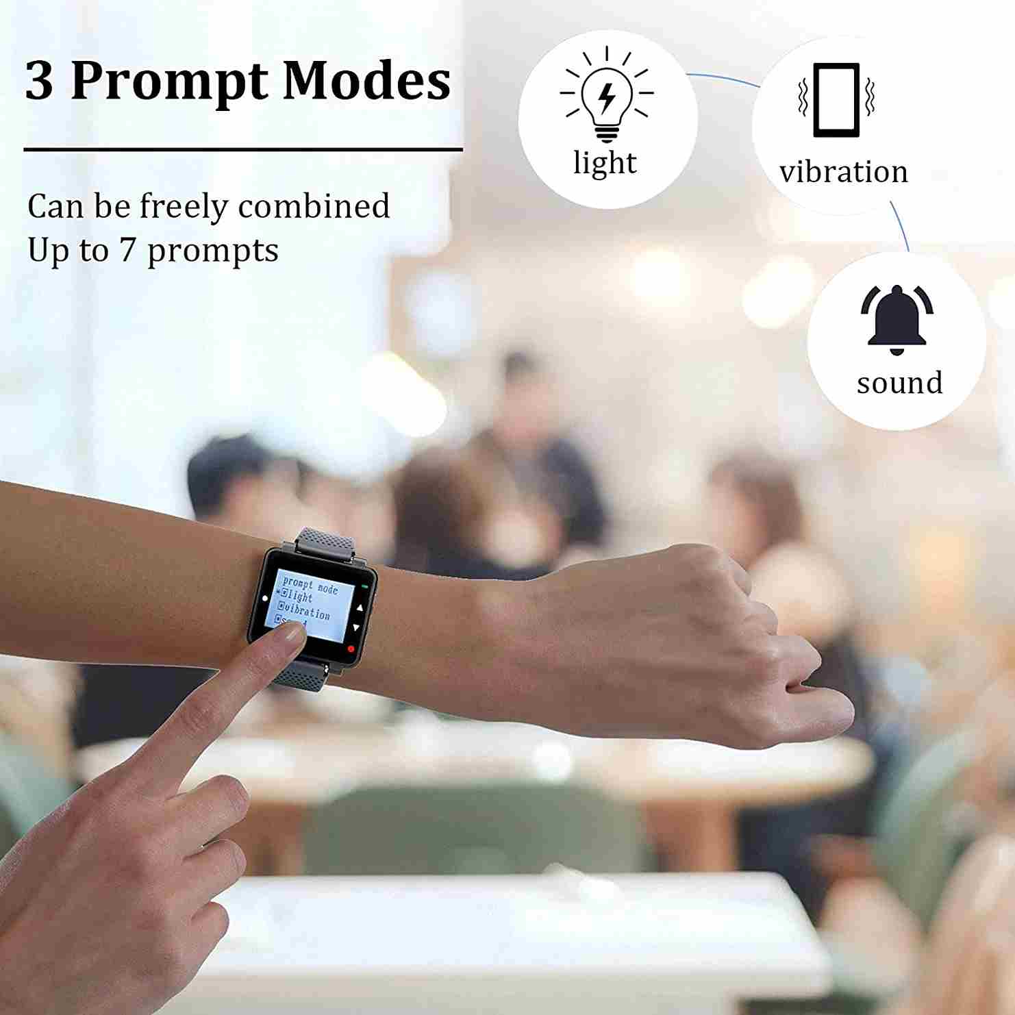 Retekess T128-TD019 Restaurant Bipeur, Système d'Appel sans Fil avec 3 Modes de Rappel, Bouton d'Appel à Une Touche Intégré 600mAh Batteries pour Restaurants, Bars