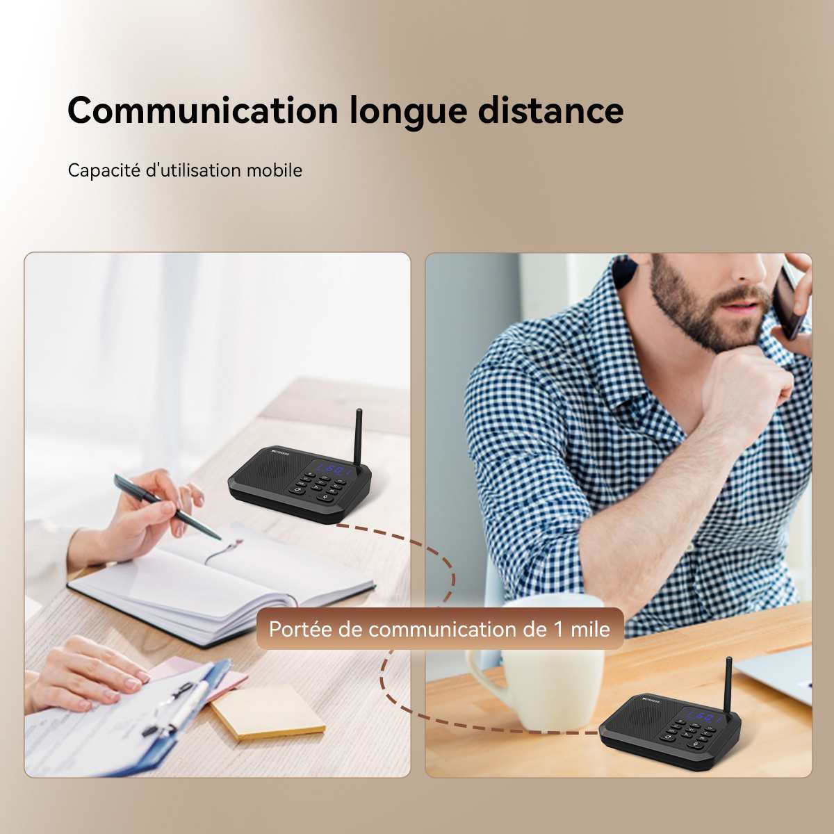 Retekess TH201 Interphones Bidirectionnels Longue Portée Sans fil de 5280 Pieds pour Entreprise, Bureau, Hôtel, Maison