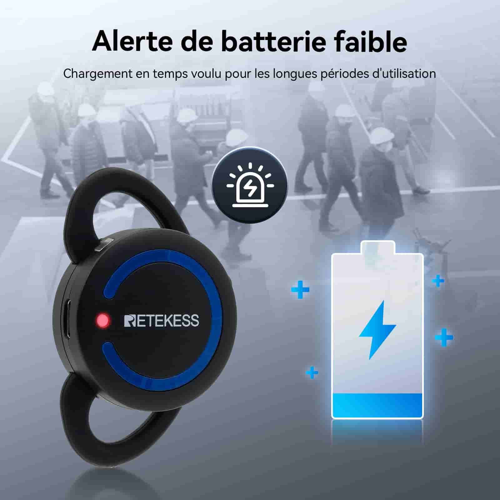 Retekess TT126R Système de Guide Touristique Récepteur Contour D'oreille, Mini et Portable, Utilisé pour les Attractions Touristiques et les Visites D'usines