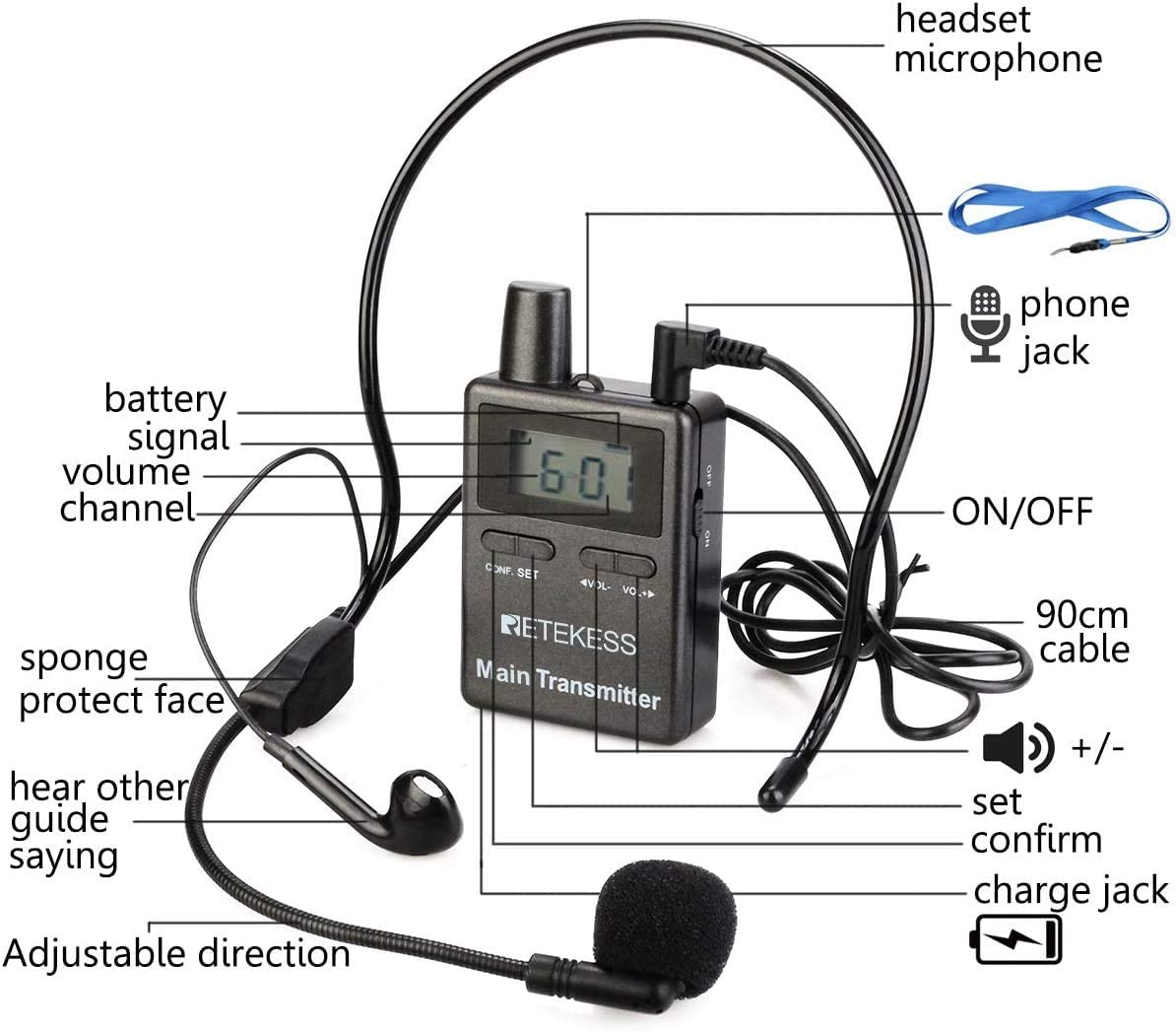 Retekess TT105 Système de Guide Touristique 2.4GHz Professionnel Système de Guide Touristique