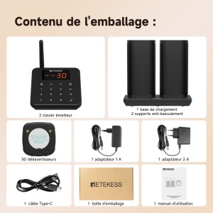 TD186 Téléavertisseur de Restaurant avec Conception Anti-dumping Divisée