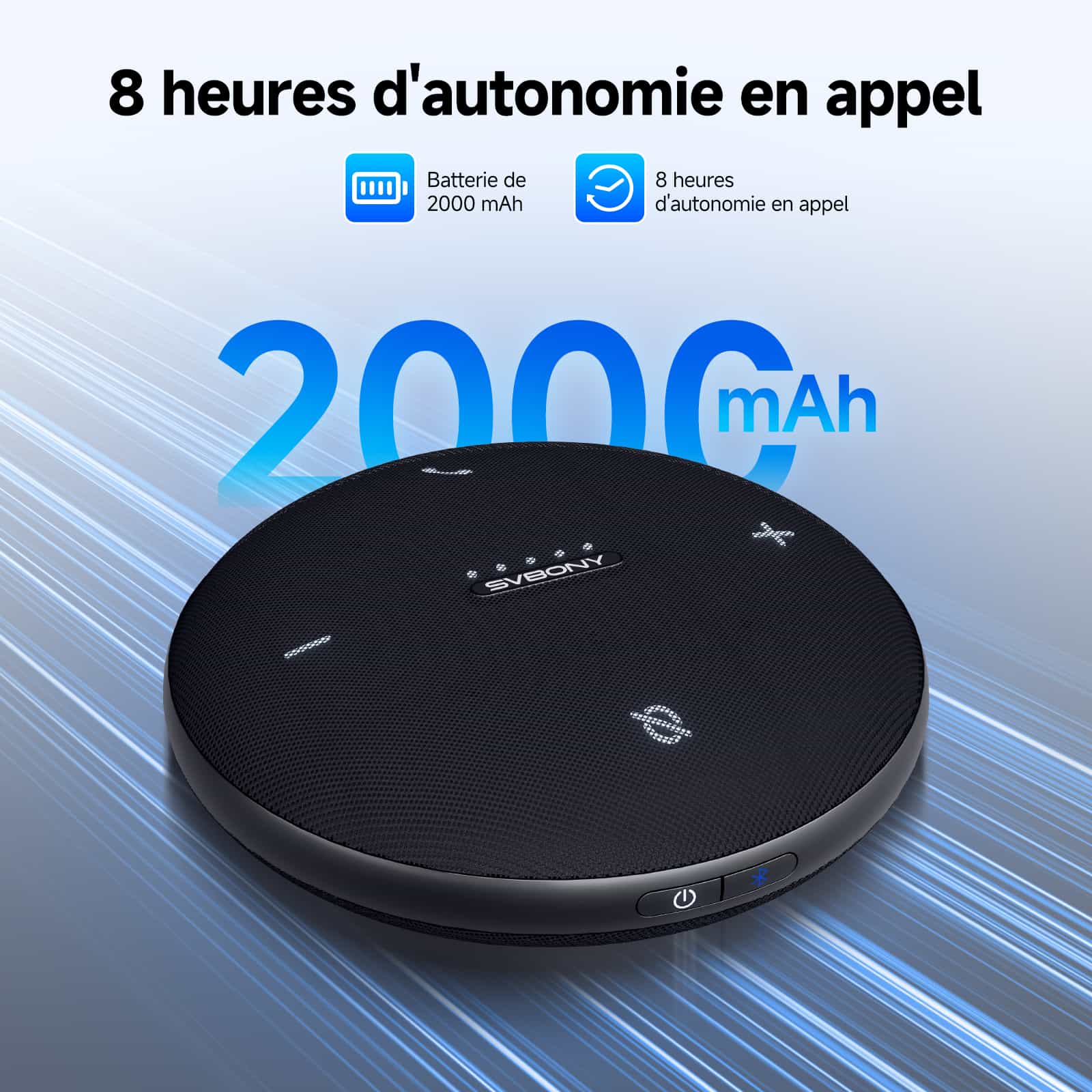 Microphone de Conférence Omni2 360° en Pleine Duplex avec Réduction de Bruit IA