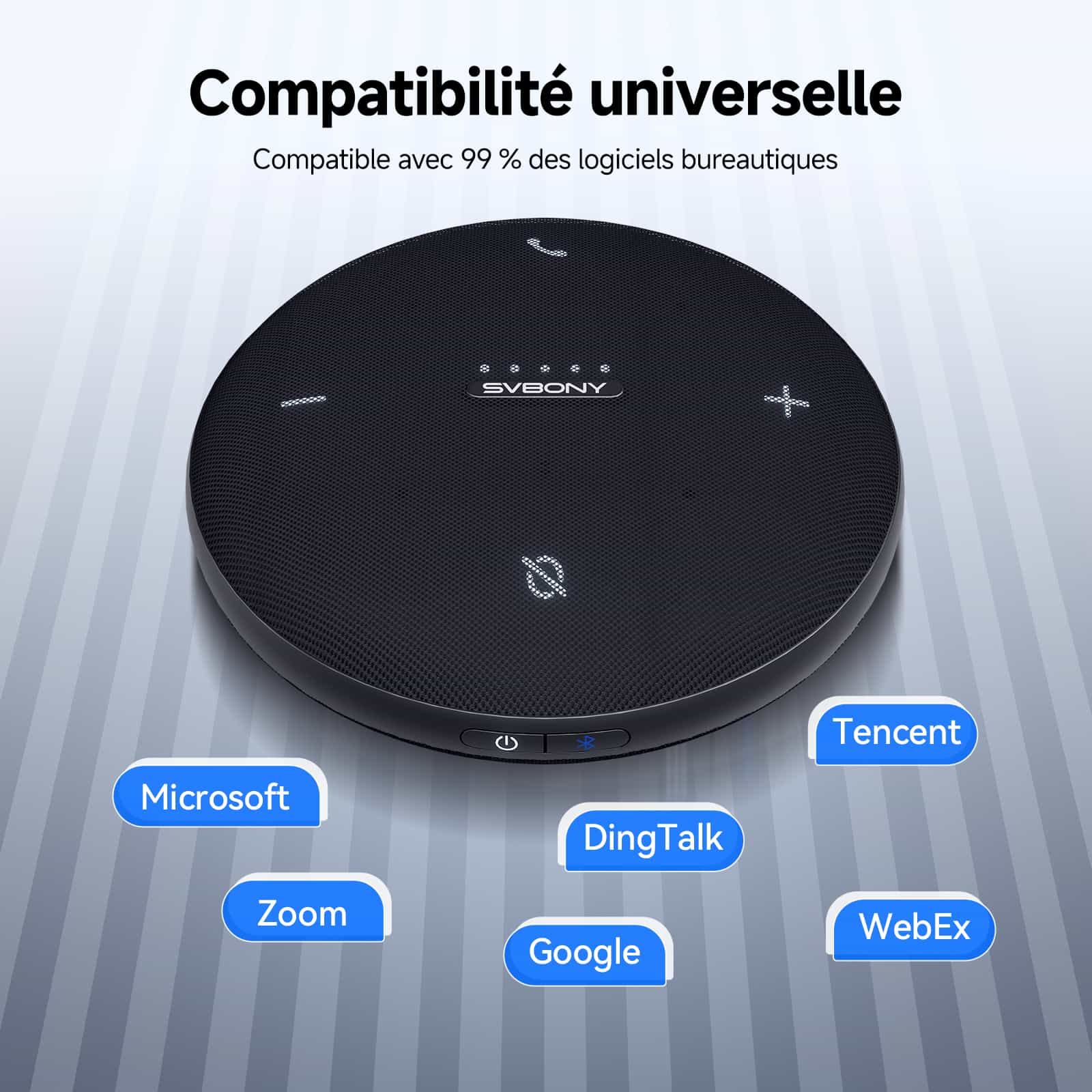 Microphone de Conférence Omni2 360° en Pleine Duplex avec Réduction de Bruit IA