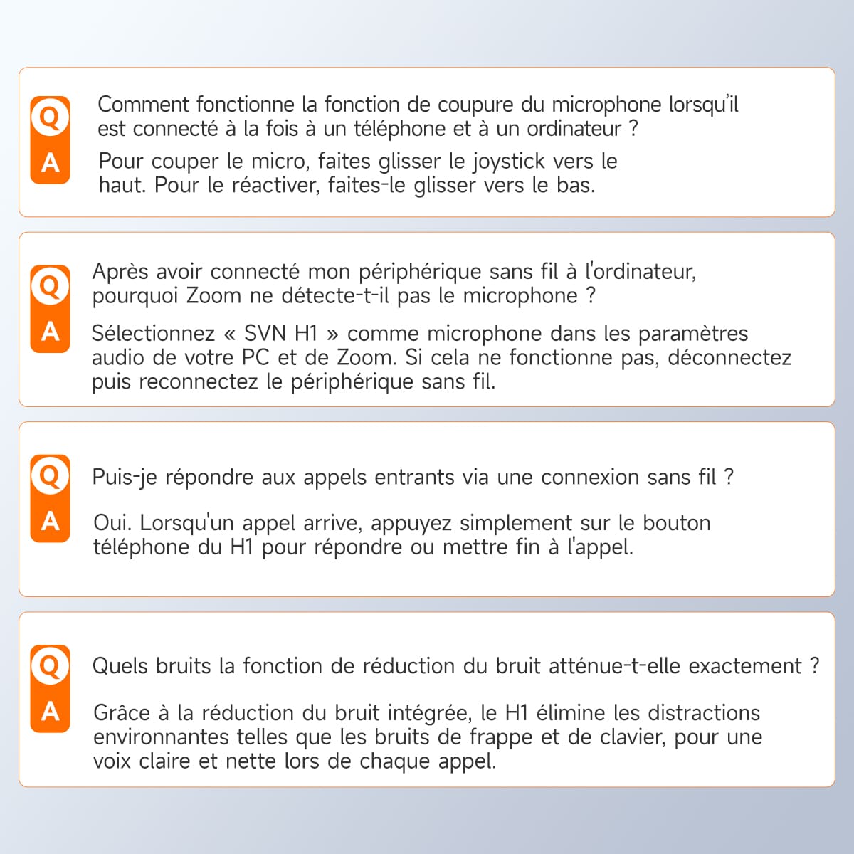 Le casque sans fil à réduction de bruit SVN H1 avec microphone et dongle USB est idéal pour les réunions en ligne