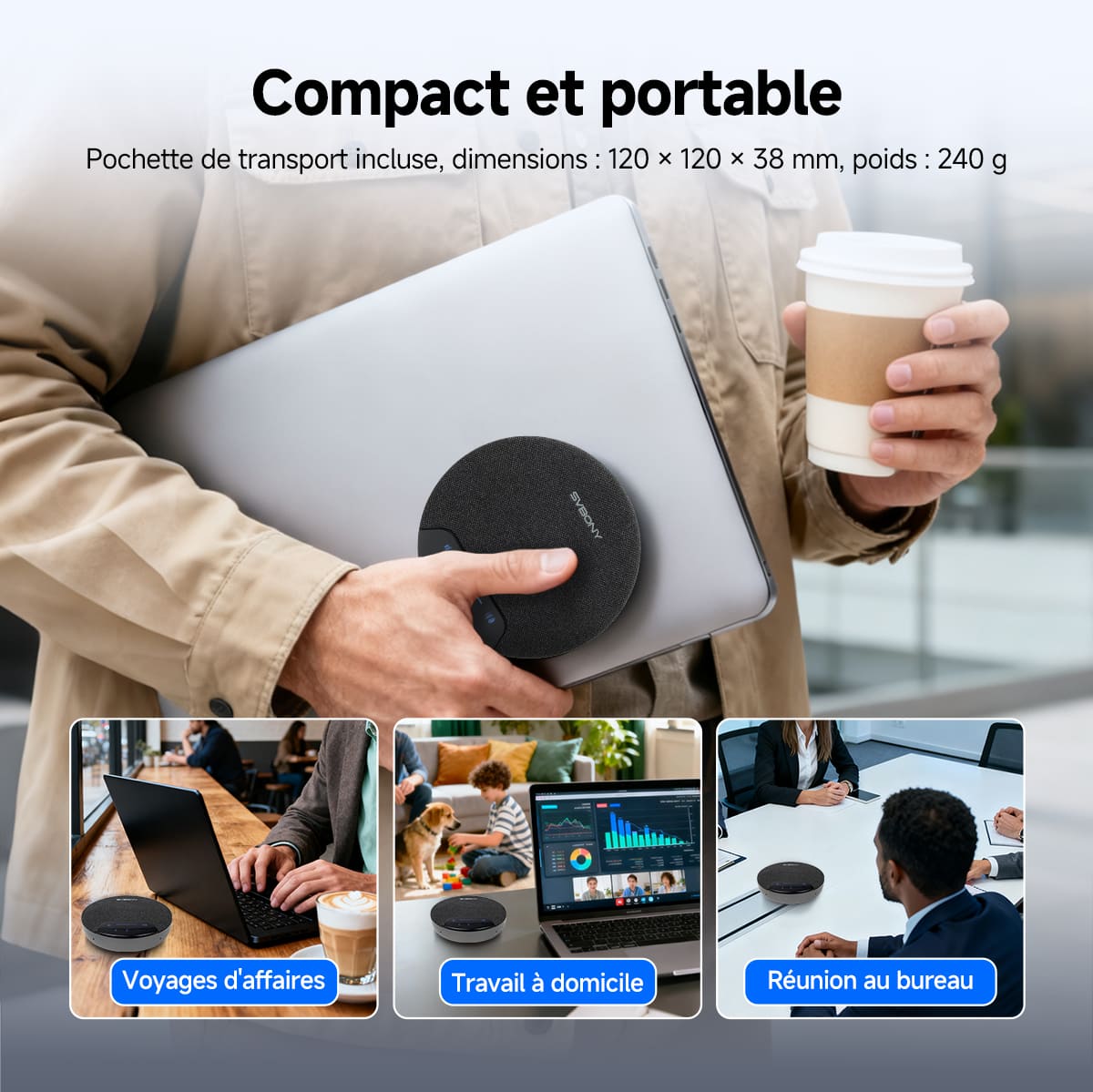 SVN O1 Microphone de Conférence Omnidirectionnel sans Fil Full-duplex