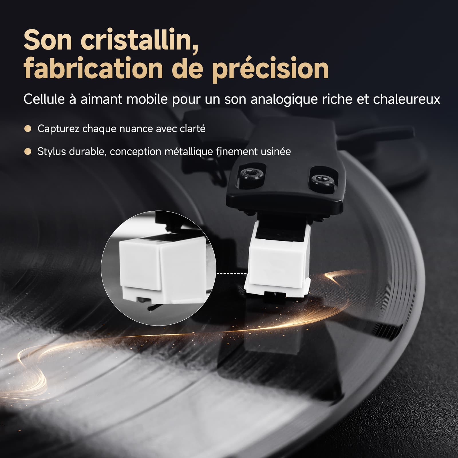 TR643 Platine Vinyle, Tourne-disque sans Fil pour Vinyles