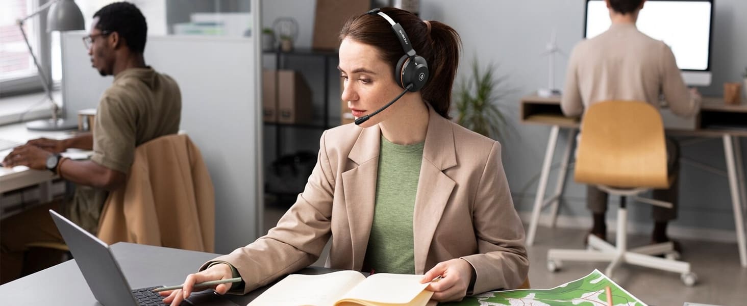 Casque USB Bluetooth SVN H1 – Compatible PC et Smartphones ; Idéal pour le Télétravail et les Déplacements