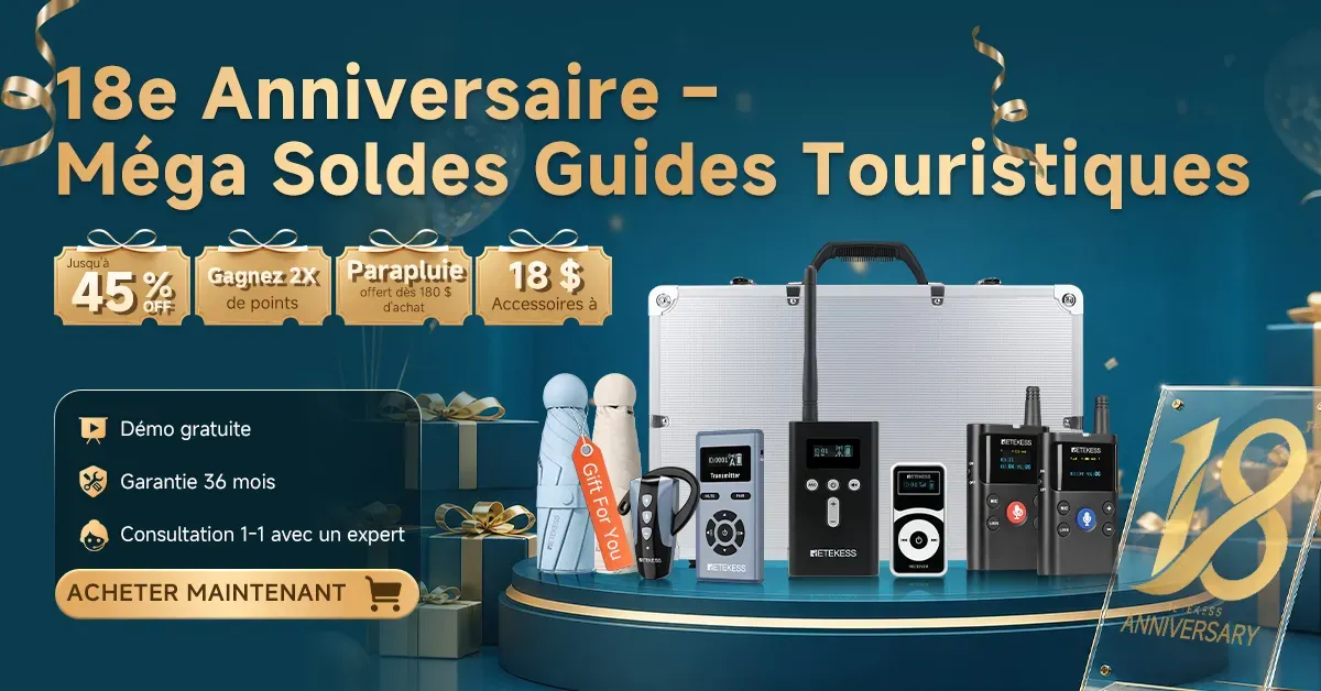 [Retekess 18e Anniversaire Teaser] Système de Guide Touristique — Avantages Exclusifs : Aperçu des Dates et Mécanismes de l'Événement !