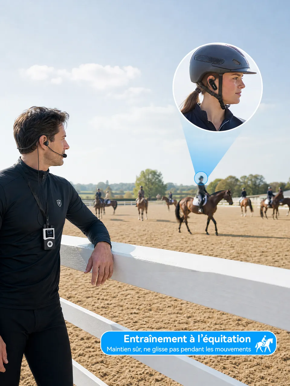 Récepteur open-ear pour formation d’équitation
