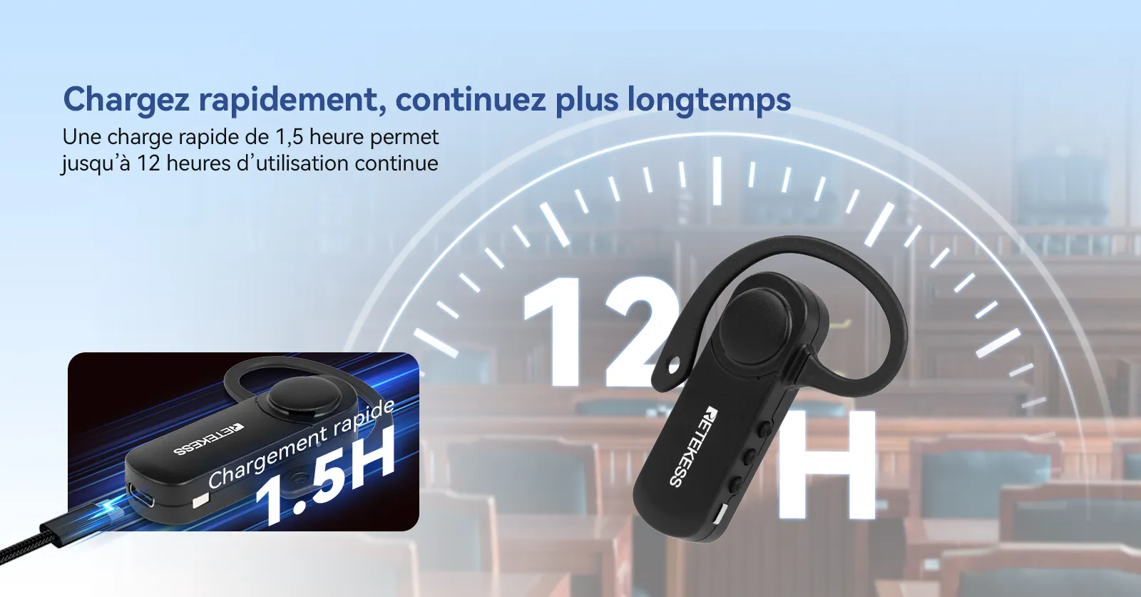 Récepteur audio sans fil avec charge rapide