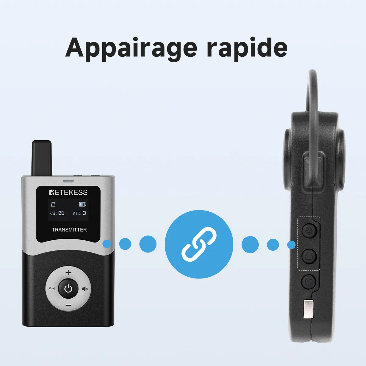 Système tour guide sans fil avec appairage rapide