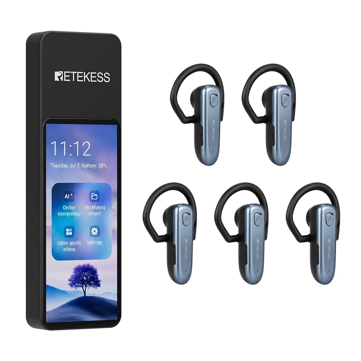 TT136 Appareil De Traduction Audio Multilingue Pour Groupes, Interprétation IA En Temps Réel En 120 Langues, Système De Traduction Pour Tours Et Conférences One-To-Many, Diffusion Double Canal, Longue Portée 2.4G