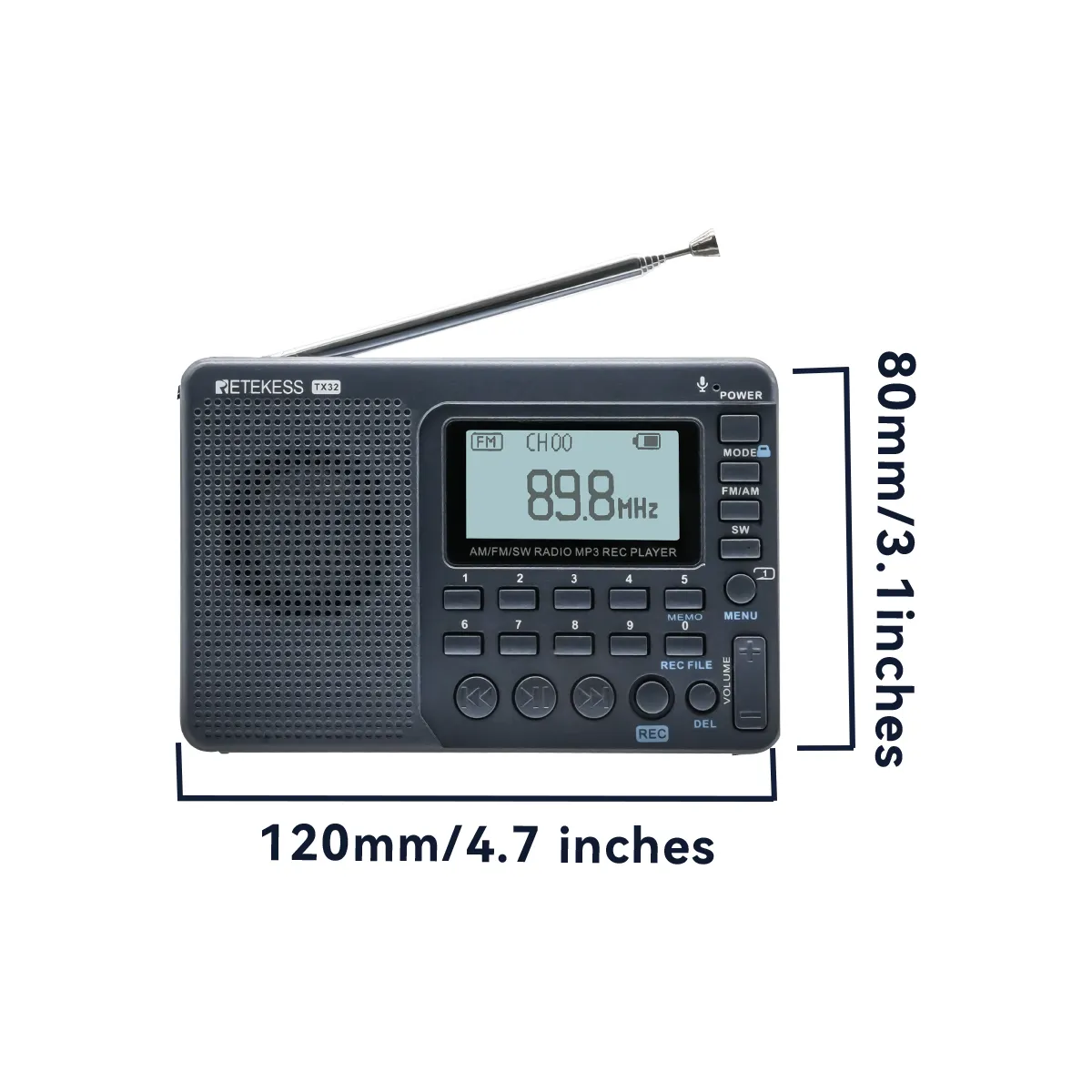 V115 Radio Portable Multibande Avec Réception AM/FM/SW, Lecture Et Enregistrement Sur Carte TF, Idéale Pour La Maison Et Les Déplacements