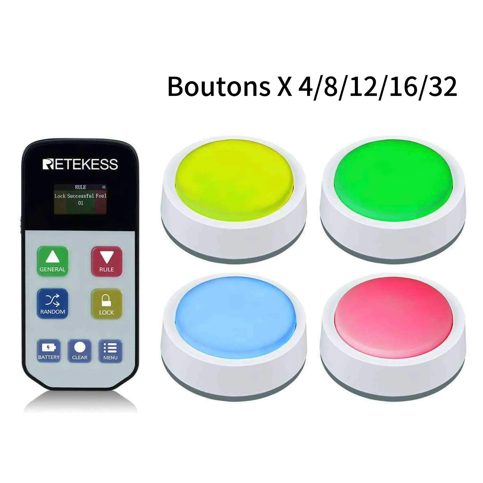 Retekess Système de Buzzer Quiz TM102 Boutons de Réponse Buzzer Pour Concours, Fête