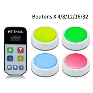 Retekess Système de Buzzer Quiz TM102 Boutons de Réponse Buzzer Pour Concours, Fête