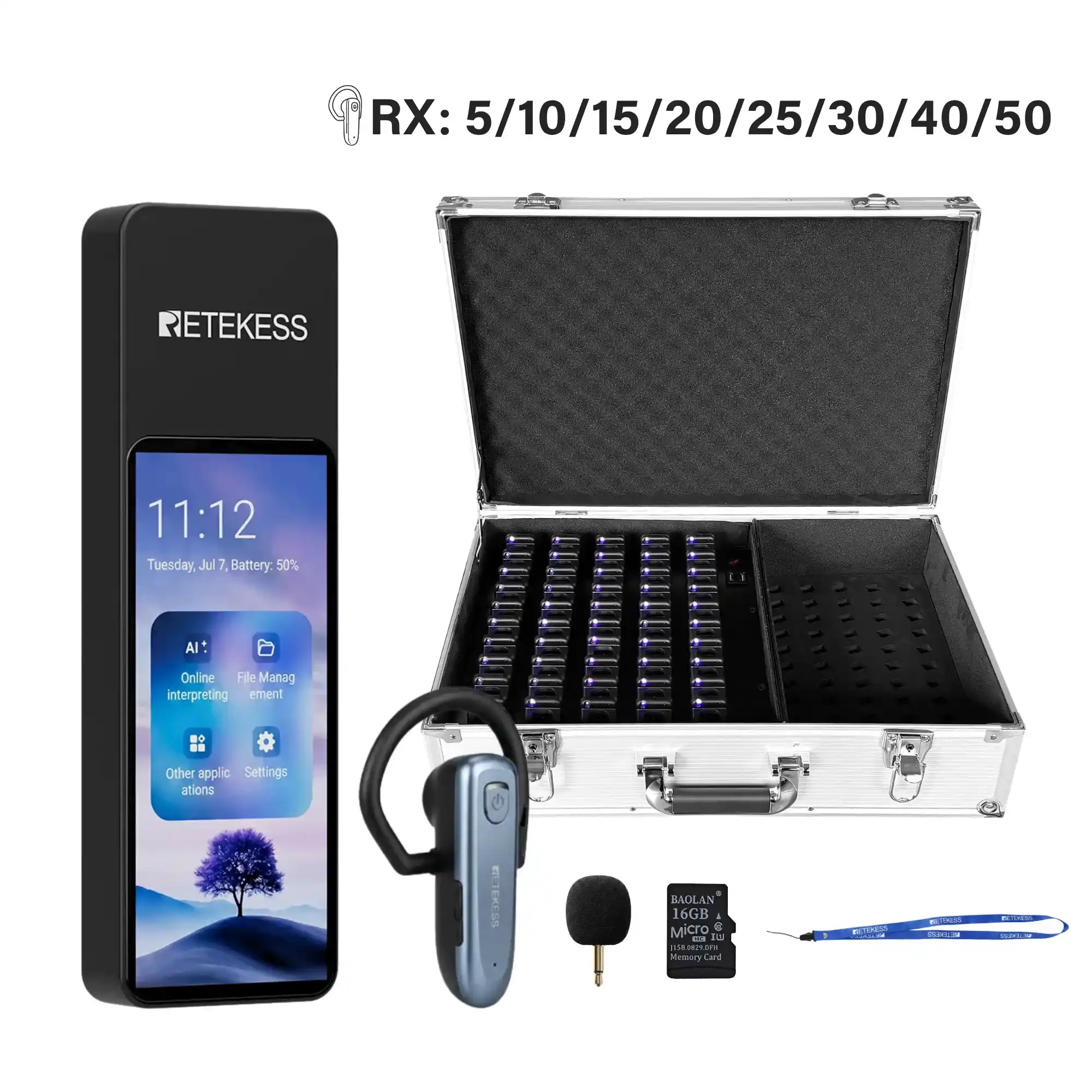 TT136 Appareil De Traduction Audio Multilingue Pour Groupes, Interprétation IA En Temps Réel En 120 Langues, Système De Traduction Pour Tours Et Conférences One-To-Many, Diffusion Double Canal, Longue Portée 2.4G, Disponible en septembre